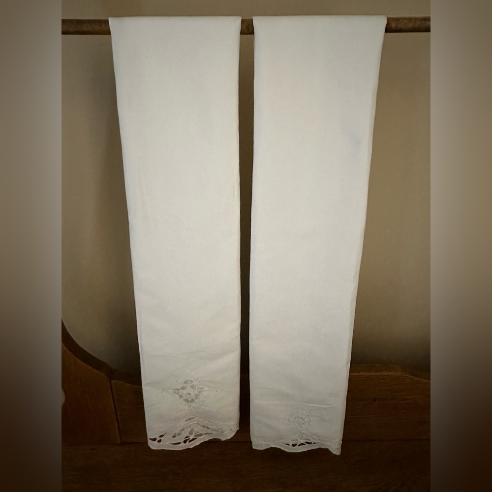 Living Colors White Lace Trim Curtains